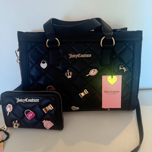 NWT JUICY COUTURE JUICY GIRL ONLY TOTE CROSSBODY BAG & WALLET W CHARMS - Picture 1 of 9